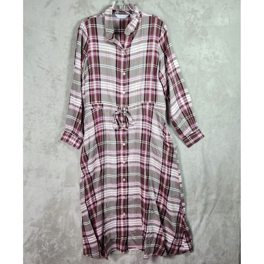 Encore by Idina Menzel Shirt Dress Womens Medium Wine Pink Button Front A614075